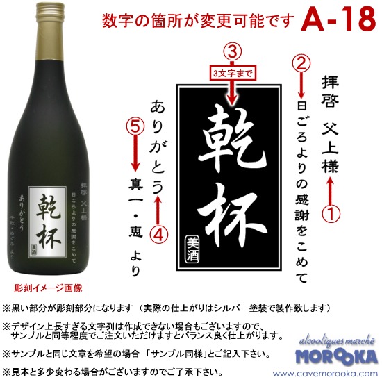 デザインno A 18 焼酎 日本酒エッチングボトル 彫刻ボトル 名